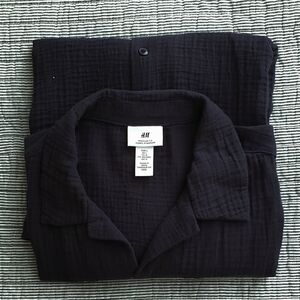 H&M Men's Navy Lightweight Cotton Shirt Jacket